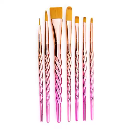 Royal & Langnickel Mythos, 7pc Unicorn Variety Craft Brush Set for All Painting Mediums, Includes - Filbert, Shader, Oval Wash, Round & Wash Brushes