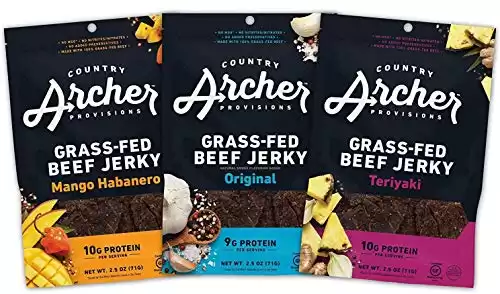 Beef Jerky Variety Pack by Country Archer, Original, Teriyaki, Mango Habanero, Protein Snack Packs, 2.5 Ounce, 3 Pack