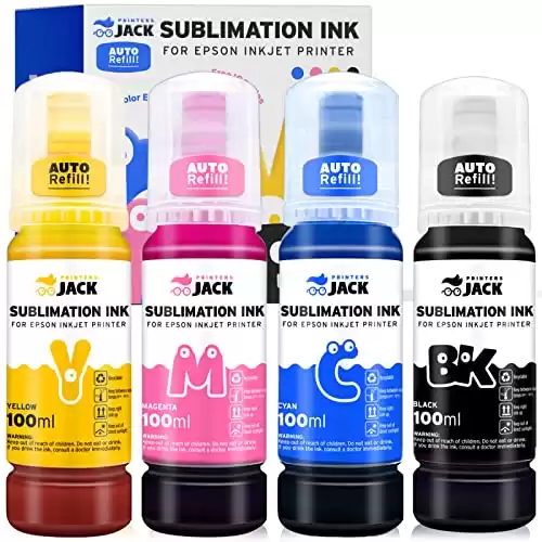 Printers Jack 4x100ml Sublimation Ink Auto Refill for Epson Supertank Printers