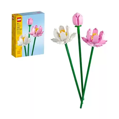 LEGO Lotus Flowers Building Kit, Artificial Flowers for Decoration, Idea