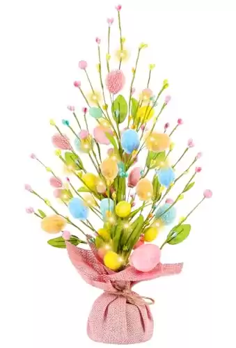 Easter Decorations 17 Inch Lighted Easter Egg Tree