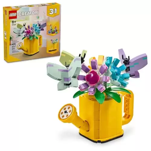 LEGO Creator 3 in 1 Flowers in Watering Can Building Toy, Transforms into Rain Boot or 2 Birds
