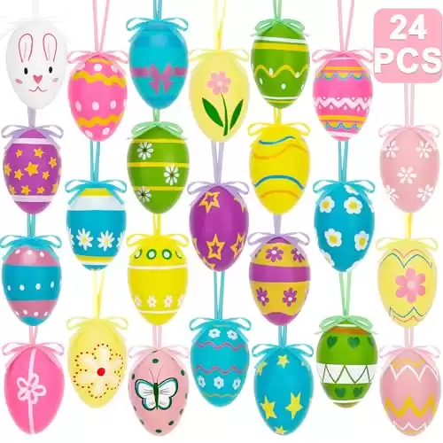 24PCS Easter Tree Ornaments, Colorful Rabbit Flower