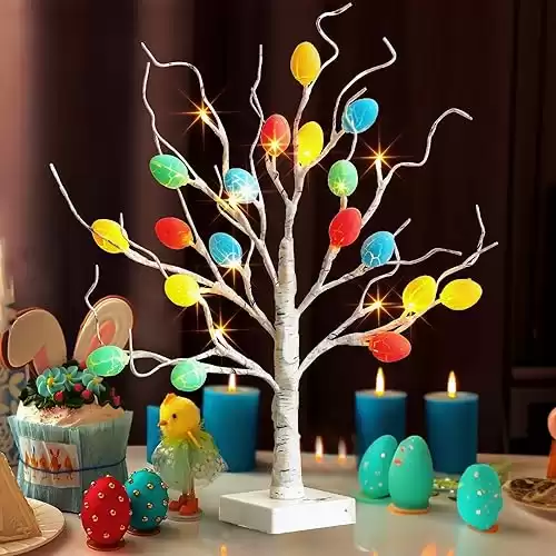 Easter Tree with Lights, Birch Tree with LED Lights
