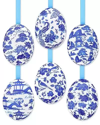 6PCS Chinoiserie Easter Eggs Ornaments