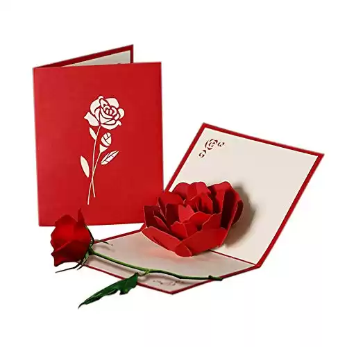 Handmade 3D Pop Up Rose Flower Birthday Cards Creative Greeting Cards Papercraft (ROSE)